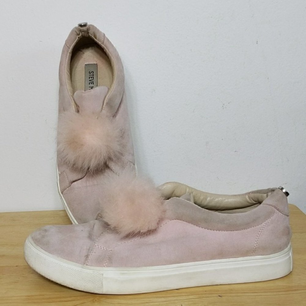 Steve Madden Pink Pom Pom Slip On Sneakers Shoes